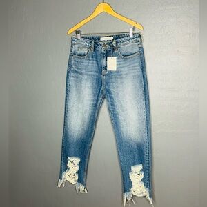 50% OFF Hidden Raw Hem Denim Jean